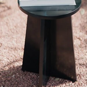 Geometric Matte Black Tripod Accent Table