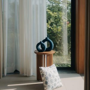 Mid-Century Modern Fluted Wood Side Table