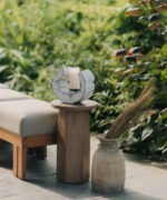 Raw Oak Sculptural Pedestal with Circular Top - Image 6