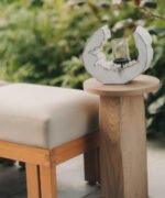 Raw Oak Sculptural Pedestal with Circular Top - Image 3
