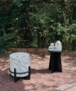 Geometric Matte Black Tripod Accent Table - Image 6