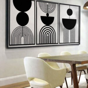 Minimalist Monochrome Geometric Canvas Set