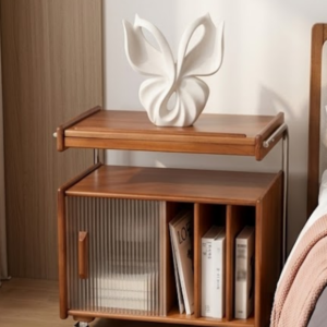 Nordic Storage Nightstand on Wheels