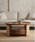 Aurora Cane Coffee Table with Storage Drawer - Image 4