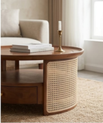 Aurora Cane Coffee Table with Storage Drawer - Image 3