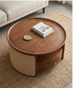 Aurora Cane Coffee Table with Storage Drawer - Image 5