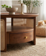 Aurora Cane Coffee Table with Storage Drawer - Image 2