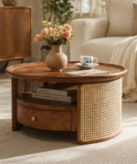 Aurora Cane Coffee Table with Storage Drawer