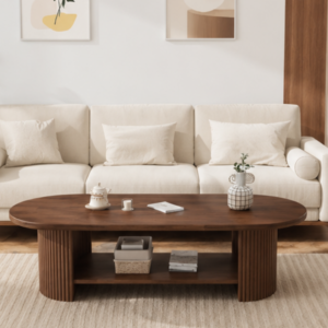 Oslo Oval Coffee Table with Open Storage Shelf