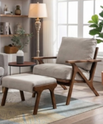 Aarav Teak Wood Lounge Chair with Ottoman