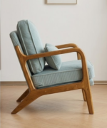 Teak Wood Lounge Chair with Fabric Cushion - Image 4