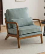 Teak Wood Lounge Chair with Fabric Cushion