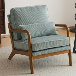 Teak Wood Lounge Chair with Fabric Cushion