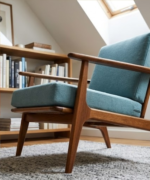 Teak Wood Lounge Chair with Upholstered Seat and Back - Image 4