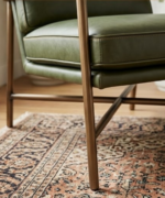 Mid-Century Olive Leather Accent Chair - Image 2