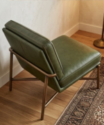 Mid-Century Olive Leather Accent Chair - Image 4
