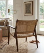 Rustic Woven Lounge Chair with Solid Wood Frame - Image 4