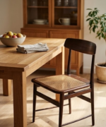 Modern Cane Dining Chair with Solid Wood Frame