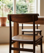 Modern Cane Dining Chair with Solid Wood Frame - Image 4