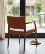 Modern Leather Accent Chair with Solid Wood Arms - Image 2