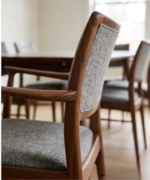 Contemporary Upholstered Dining Chair with Solid Wood Arms - Image 2