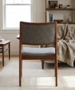 Contemporary Upholstered Dining Chair with Solid Wood Arms - Image 3