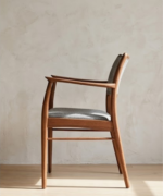 Contemporary Upholstered Dining Chair with Solid Wood Arms - Image 4