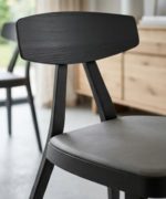Minimalist Black Wooden Dining Chair - Image 3