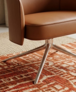 Modern Swivel Leather Accent Lounge Chair - Image 3