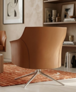 Modern Swivel Leather Accent Lounge Chair - Image 4