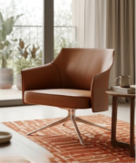 Modern Swivel Leather Accent Lounge Chair
