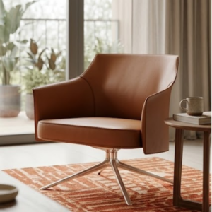 Modern Swivel Leather Accent Lounge Chair