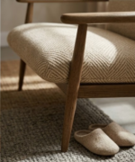 Scandinavian Wooden Lounge Chair with Upholstered Seat - Image 4