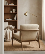 Scandinavian Wooden Lounge Chair with Upholstered Seat - Image 3