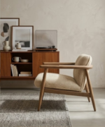 Scandinavian Wooden Lounge Chair with Upholstered Seat - Image 2