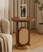Cane Luxe Pedestal Side Table - Image 2