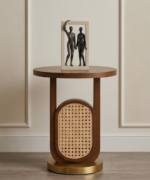 Cane Luxe Pedestal Side Table