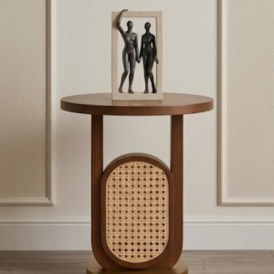Cane Luxe Pedestal Side Table