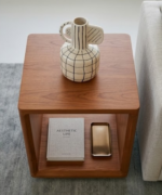 Cube Wooden Side Table with Storage Shelf - Image 2