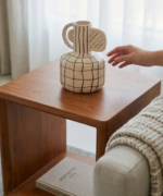 Cube Wooden Side Table with Storage Shelf - Image 3