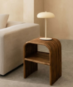 Arch Wooden Side Table with Display Shelf - Image 4