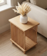 Fluted Wooden Side Table with Open Shelf - Image 3