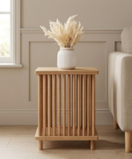 Fluted Wooden Side Table with Open Shelf - Image 2