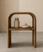 Arch Wooden Side Table with Display Shelf