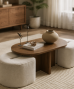 Nest Coffee Table with Pouffe Set - Image 2