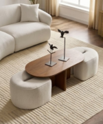 Nest Coffee Table with Pouffe Set